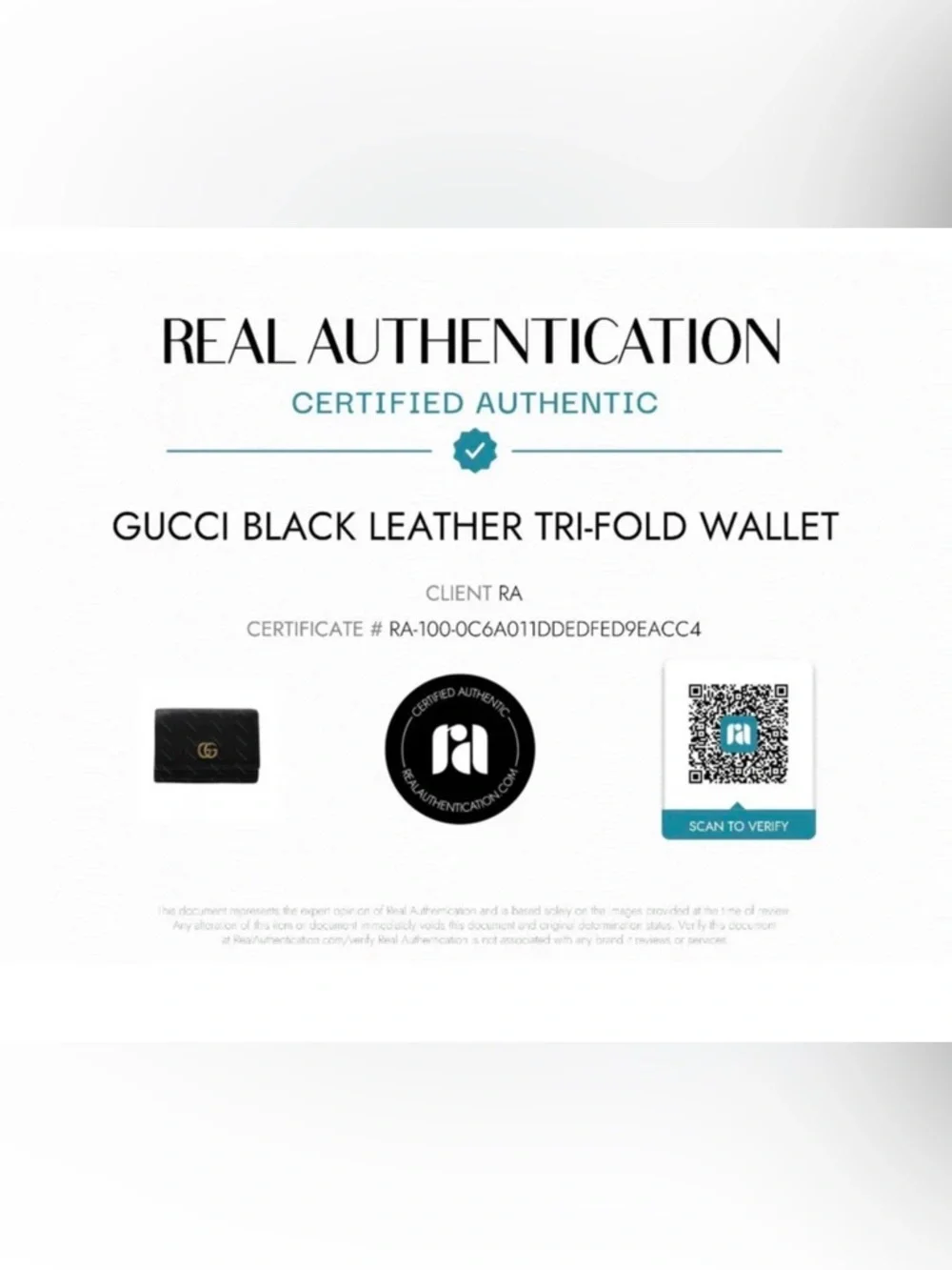 AUTHENTIC Gucci Black Pebbled Leather with Gold GG - Picture 4 of 6